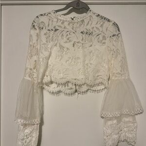 Elegant White Lace Women's Top
